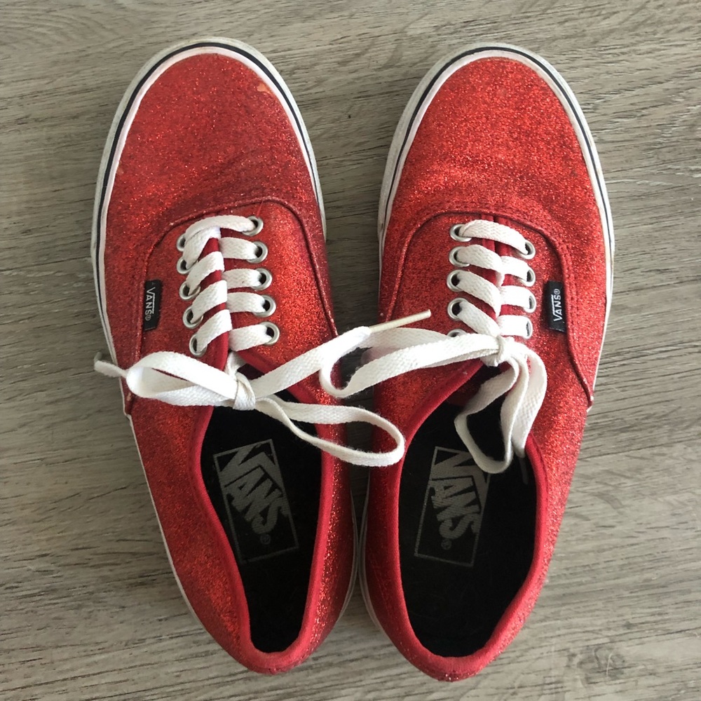 Red Glitter Vans Sz 8